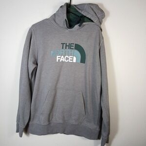 The North Face Mens Sweater Medium Gray Hoodie‎ Fleece Sweatshirt Logo Men BB38